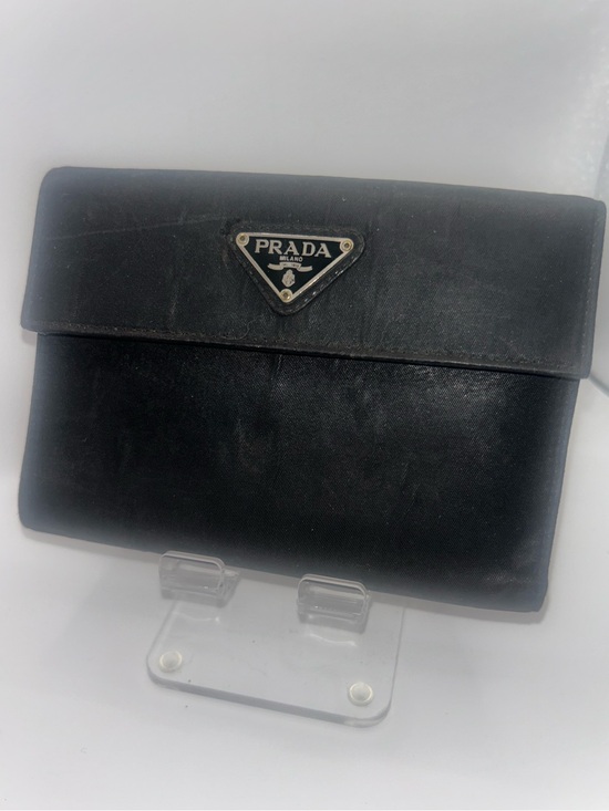 Prada Other - Prada Vintage Black Tessuto Nylon Saffiano Leather Trifold Wallet